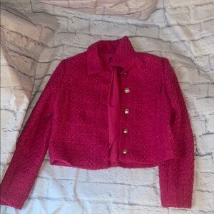 Pink Tweed Blazer with Gold Accents/buttons